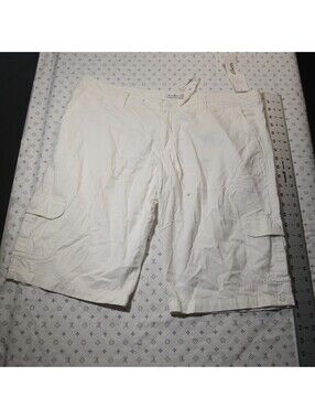 Allen Allen Casual Cargo Shorts Women XL White Drawstring Summer Utility